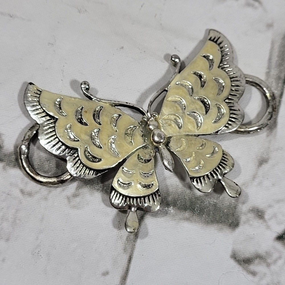 Alilang Ali Lang Butterfly Pendant Silver-tone Double Loop Statement Charm